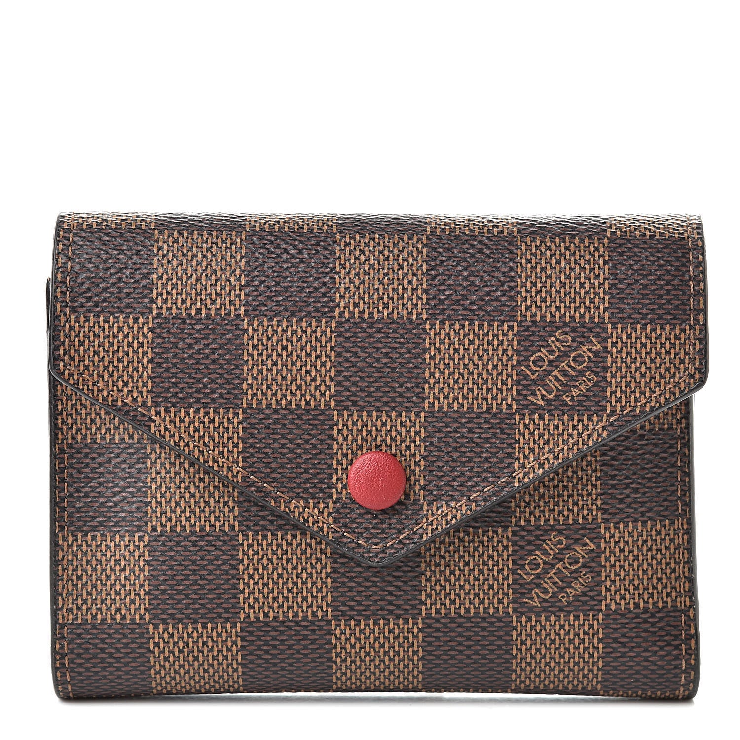 Louis Vuitton Damier Ebene Victorine Wallet Red 1 of 10