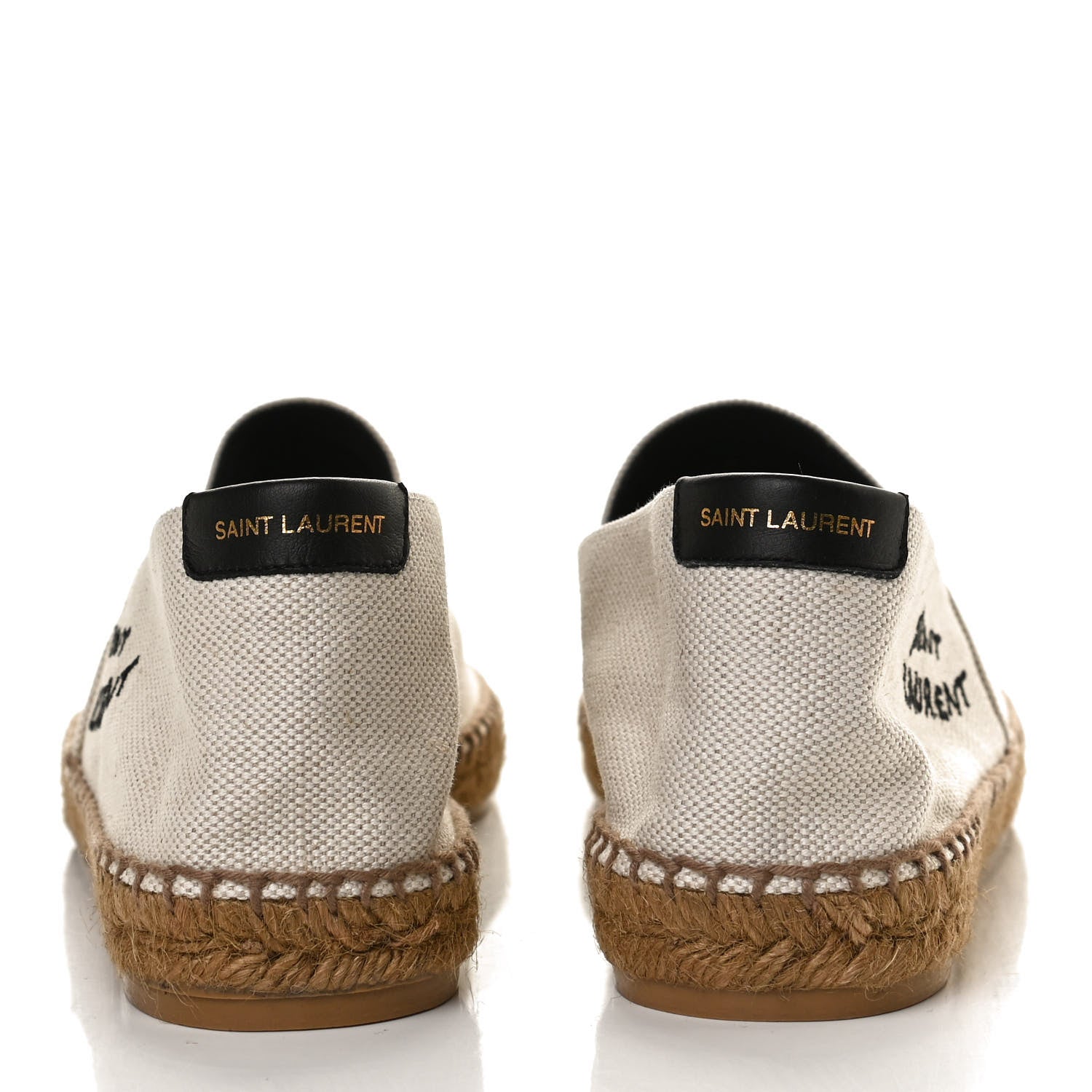 Saint Laurent Canvas Nappa Elba Light Logo Embroidered Espadrilles 41 Panna 6 of 10