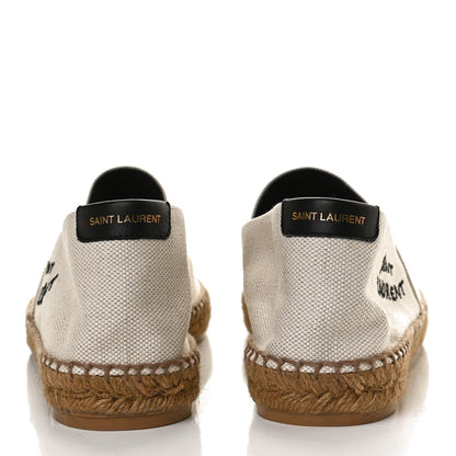 Saint Laurent Canvas Nappa Elba Light Logo Embroidered Espadrilles 41 Panna 6 of 10