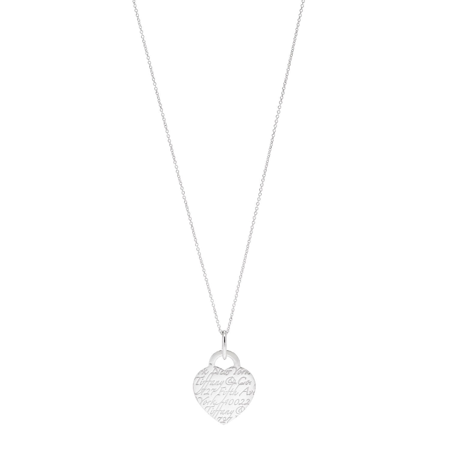 Tiffany Sterling Silver Notes Heart Tag Charm Necklace 1 of 6