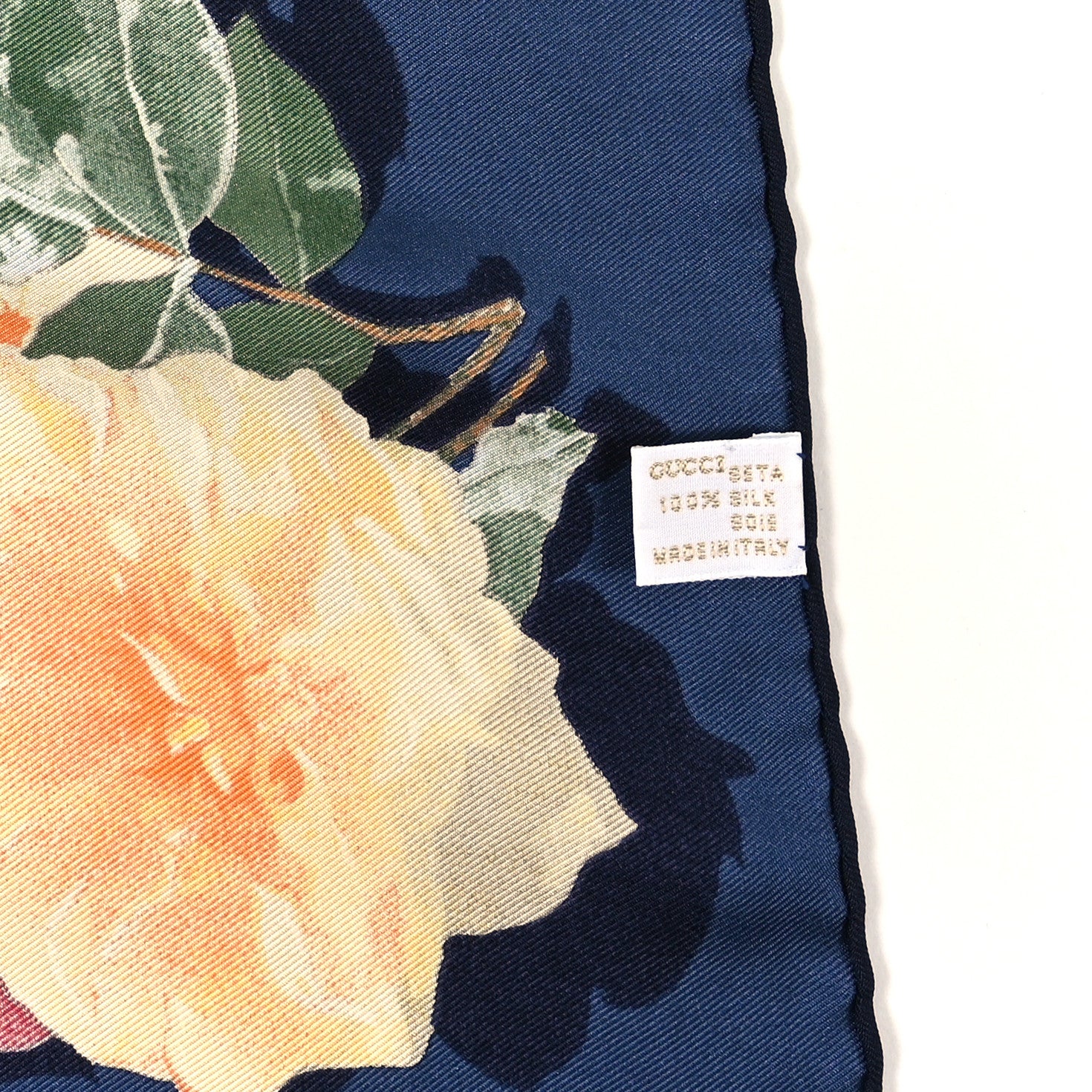 Gucci Silk Floral Square Scarf Blue Multicolor 4 of 4