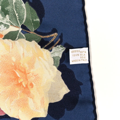 Gucci Silk Floral Square Scarf Blue Multicolor 4 of 4