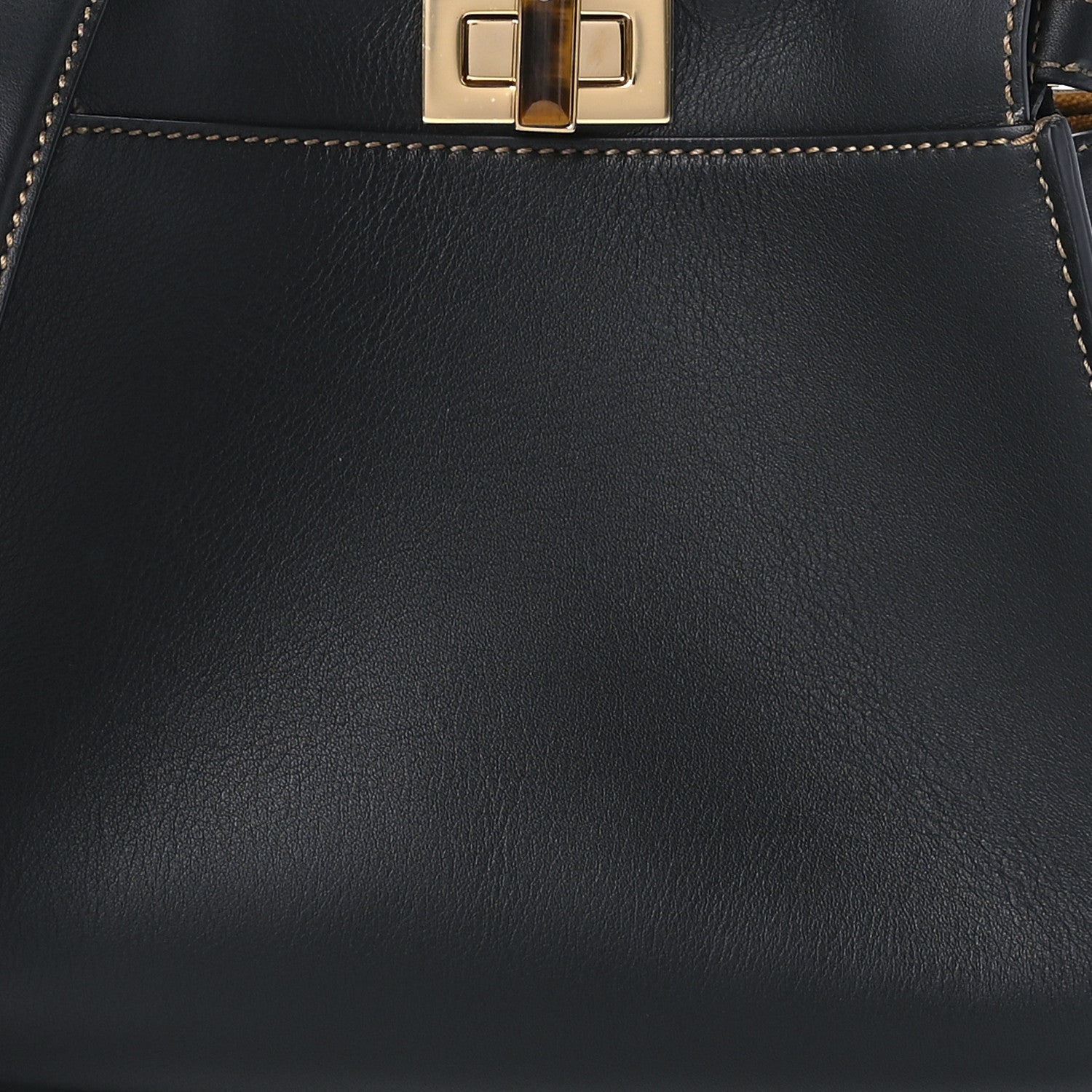 Fendi Vitello King Canvas Chinese New Year Tiger Embroidered Mini Peekaboo Iconic Satchel Black Dark Yellow 8 of 11