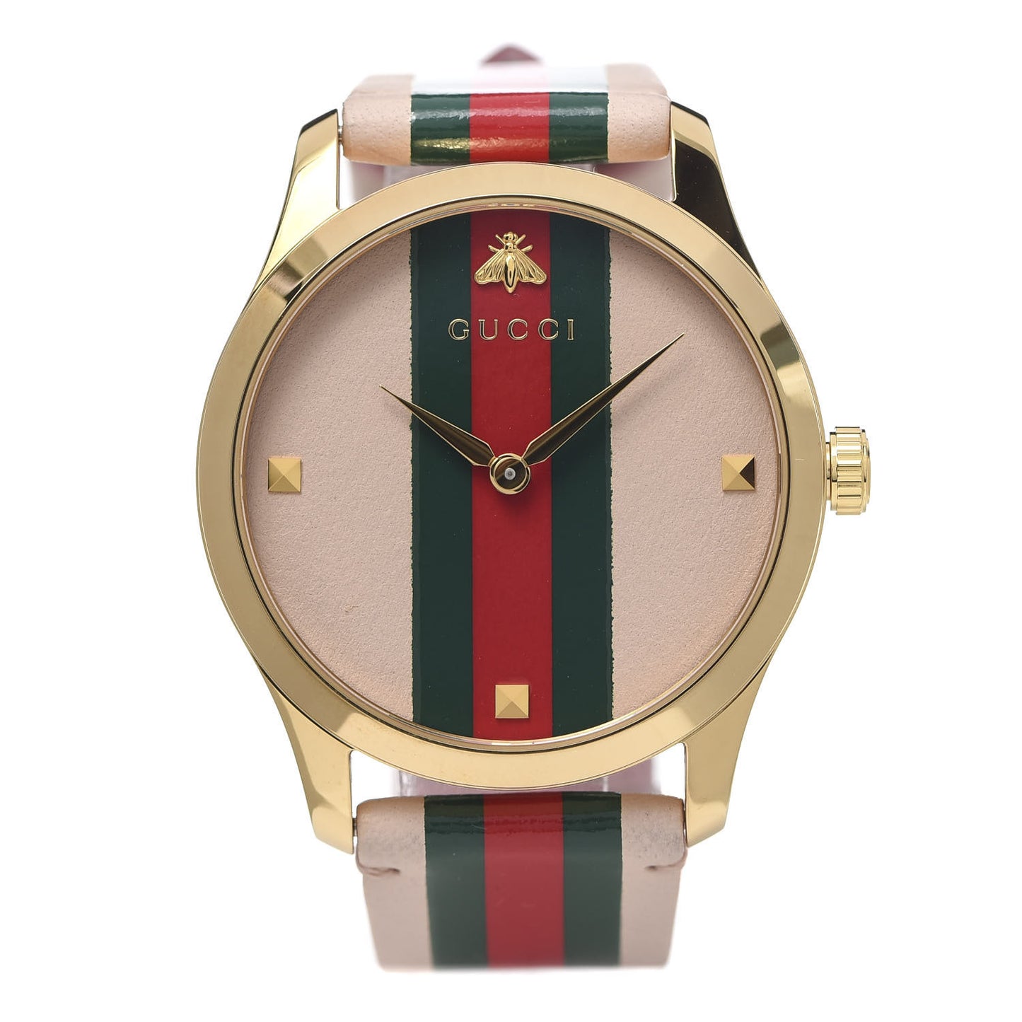 Stainless Steel Calfskin 38mm G-Timeless Stripe Web Quartz Watch Pink