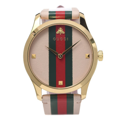 Gucci Stainless Steel Calfskin 38mm G-Timeless Stripe Web Quartz Watch Pink 1 of 6