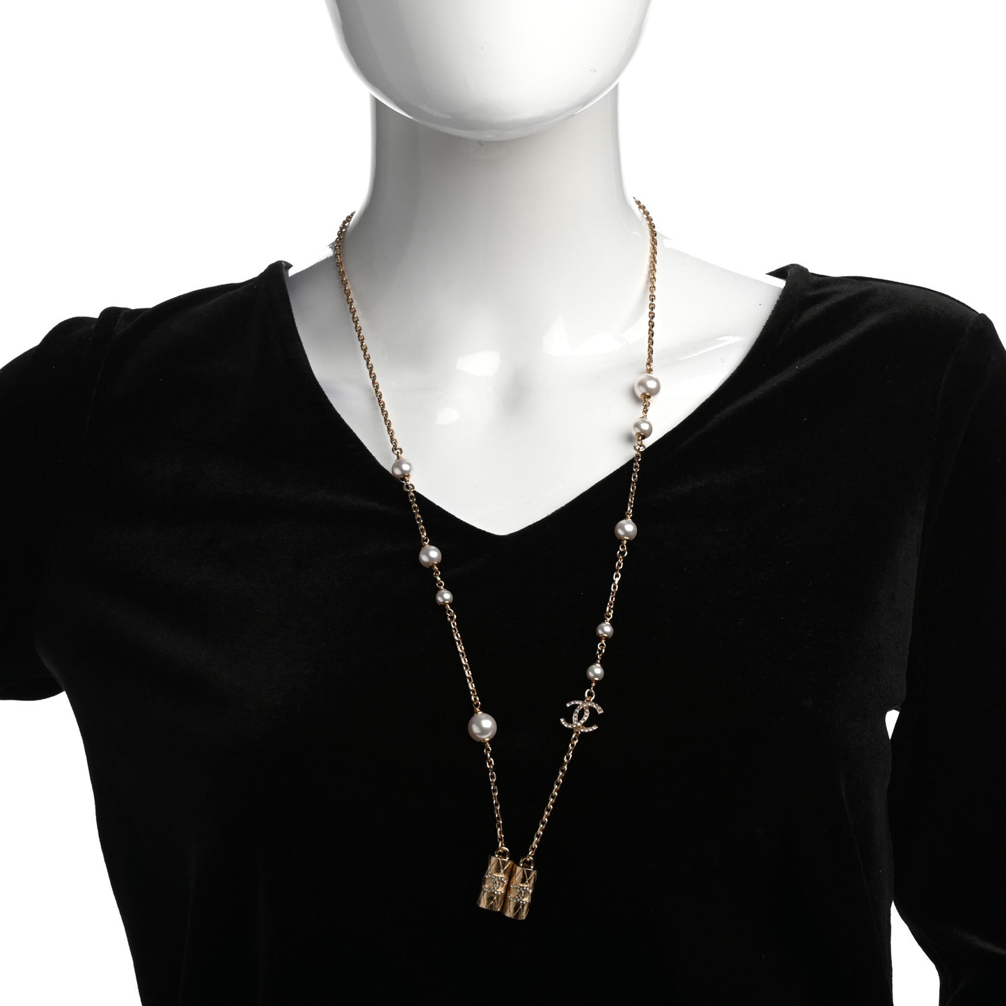 Crystal Pearl Airpod Necklace Gold