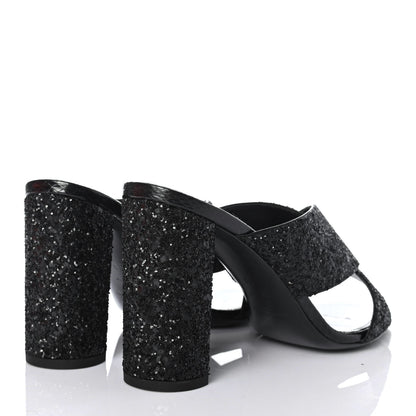 Saint Laurent Glitter LouLou 95 Mules 38 Black 3 of 4