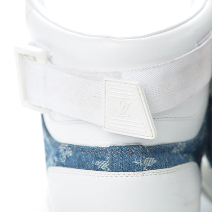Louis Vuitton Calfskin Monogram Denim Rivoli High Top Sneakers 7.5 White 11 of 16