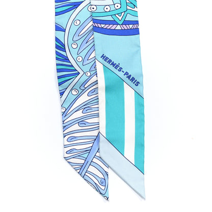 Hermes Silk Le Jardin de la Maharani Twilly Bleu Glacier Turquoise 2 of 4