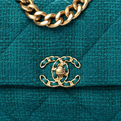 Chanel Tweed Quilted Medium Chanel 19 Flap Green 8 of 11