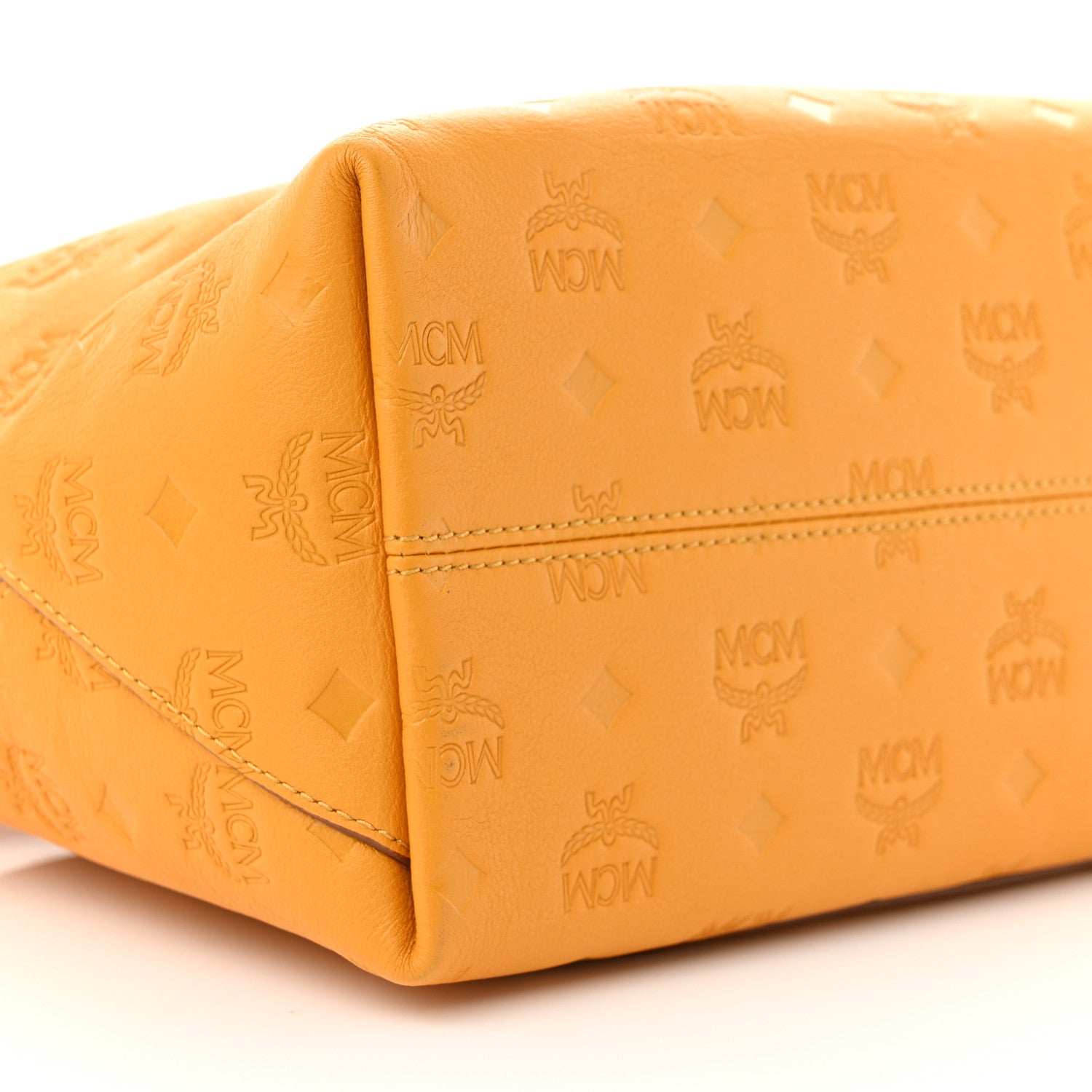 MCM Calfskin Ottomar Monogram Medium Klara Hobo Golden Mango 8 of 9