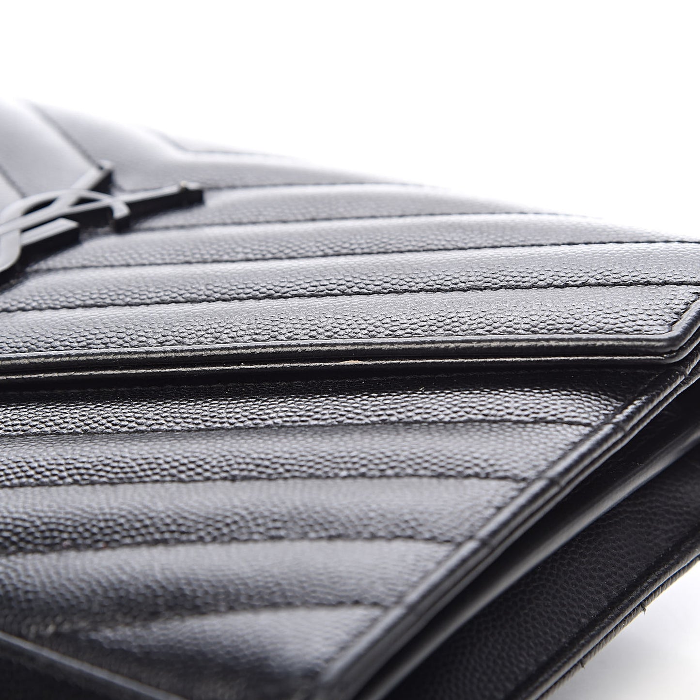 Grain De Poudre Matelasse Chevron Monogram Chain Wallet Black