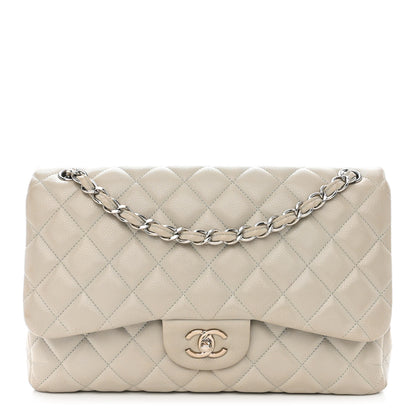 Chanel Caviar Quilted Jumbo Double Flap Grey 1 of 16