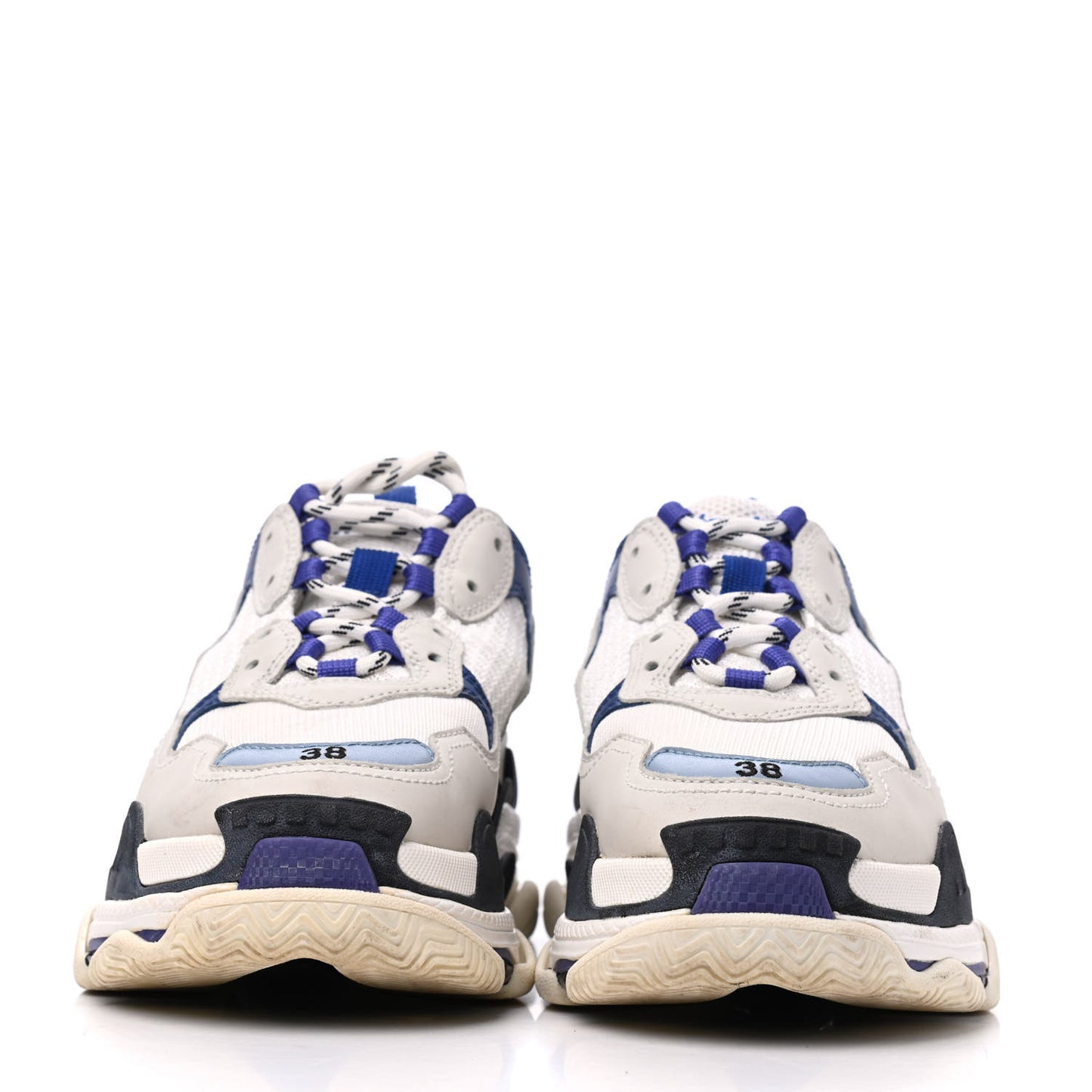 Mesh Nubuck Womens Triple S Sneakers 38 White Bleu Violet