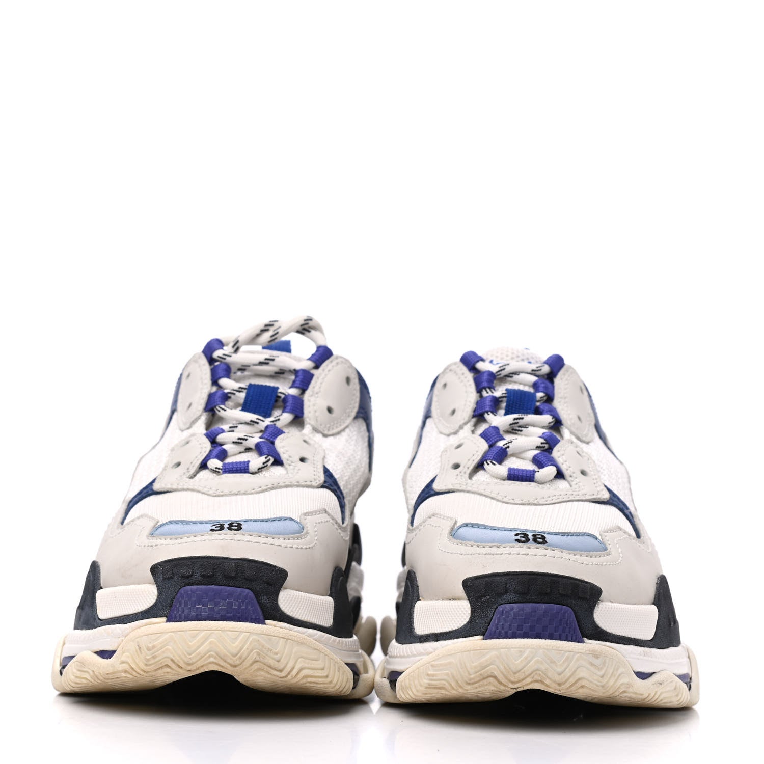 Balenciaga Mesh Nubuck Womens Triple S Sneakers 38 White Bleu Violet 2 of 24