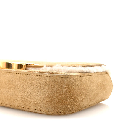 Celine Suede Shearling Triomphe Chain Shoulder Bag Beige 9 of 9