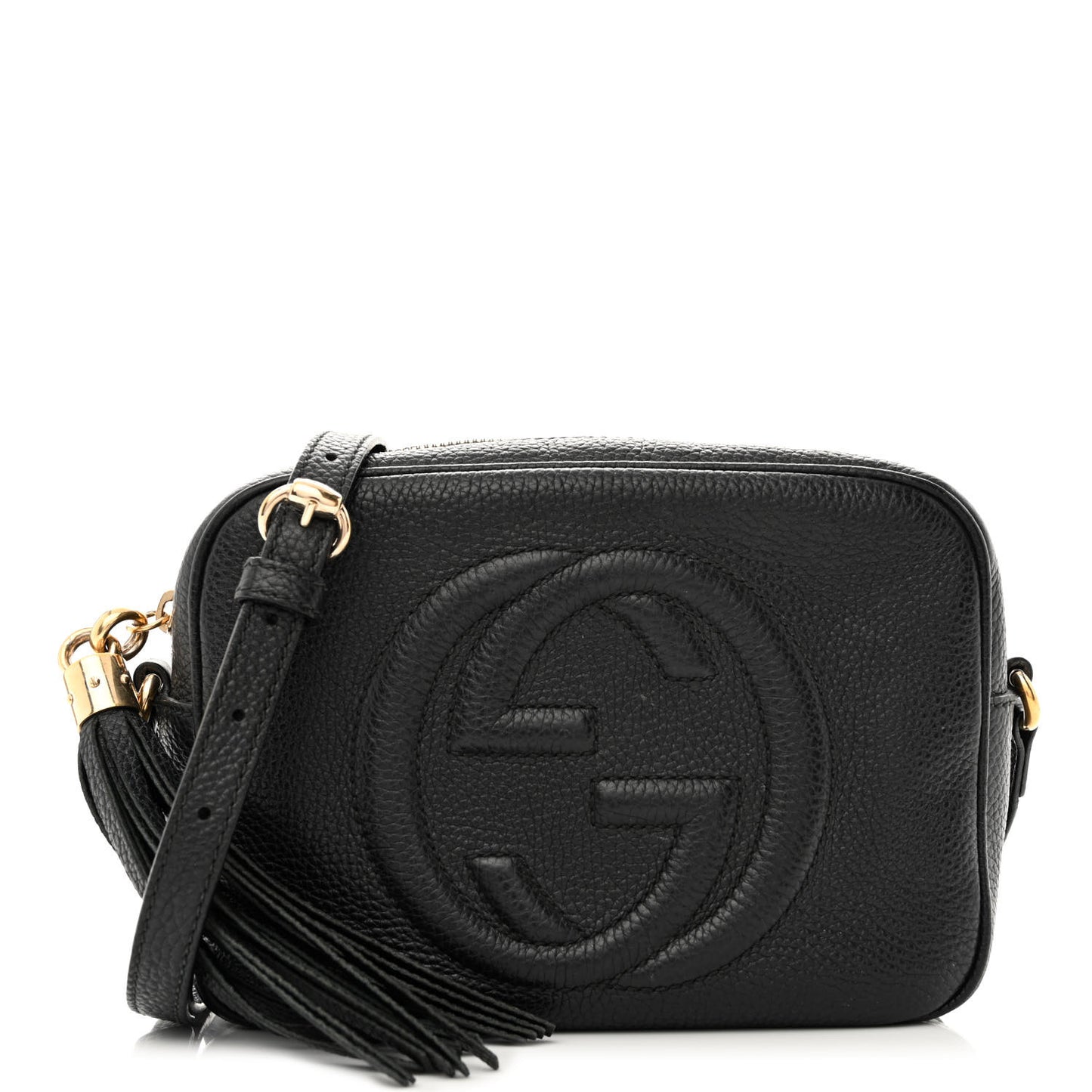 Pebbled Calfskin Small Soho Disco Bag Black