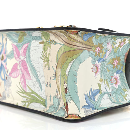 Gucci New Shangai Calfskin Tiger Savanah Mini Horsebit 1955 Foldover Top Handle Bag Chalky White Multicolor 10 of 10