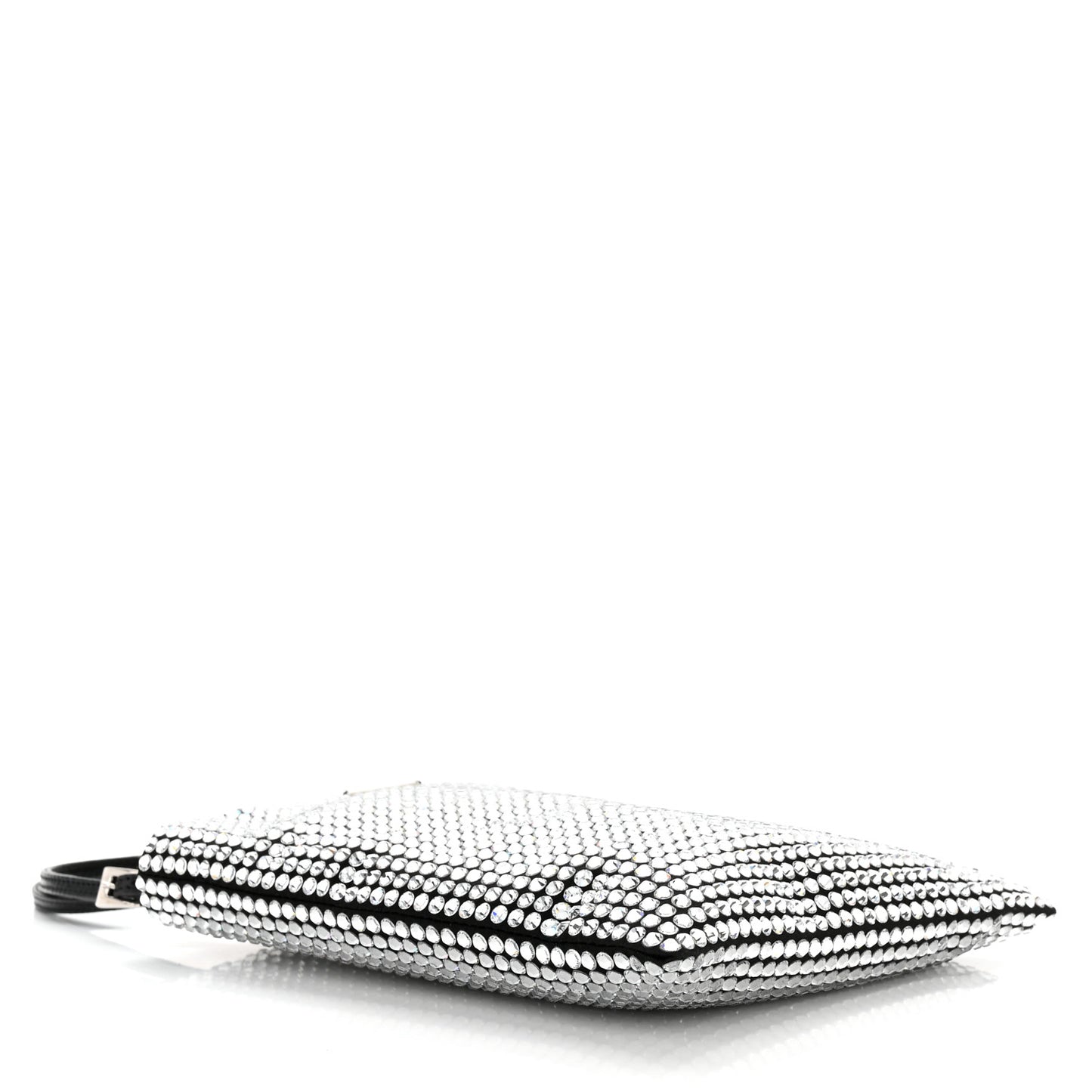 Satin Crystal Metal Triangle Logo Chain Crossbody Handbag Cristal