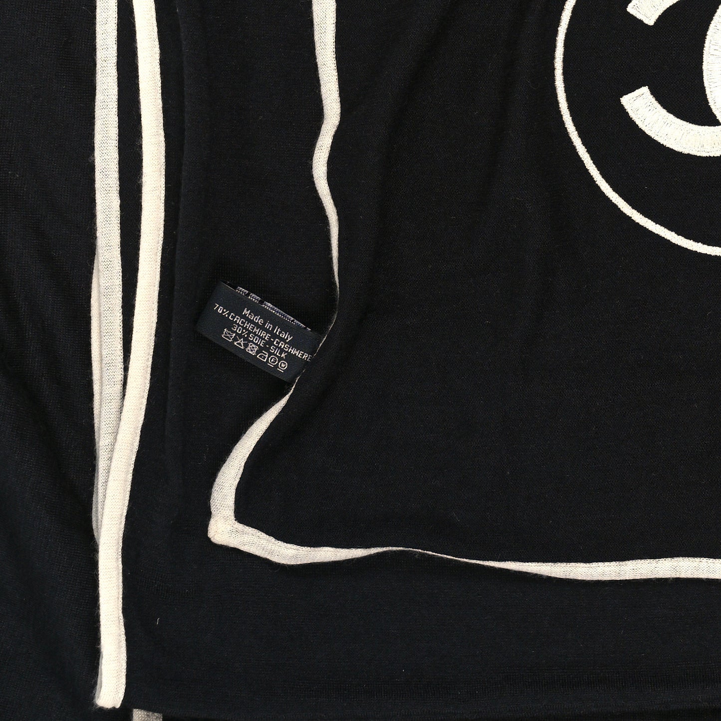 Cashmere Silk CC Scarf Black White