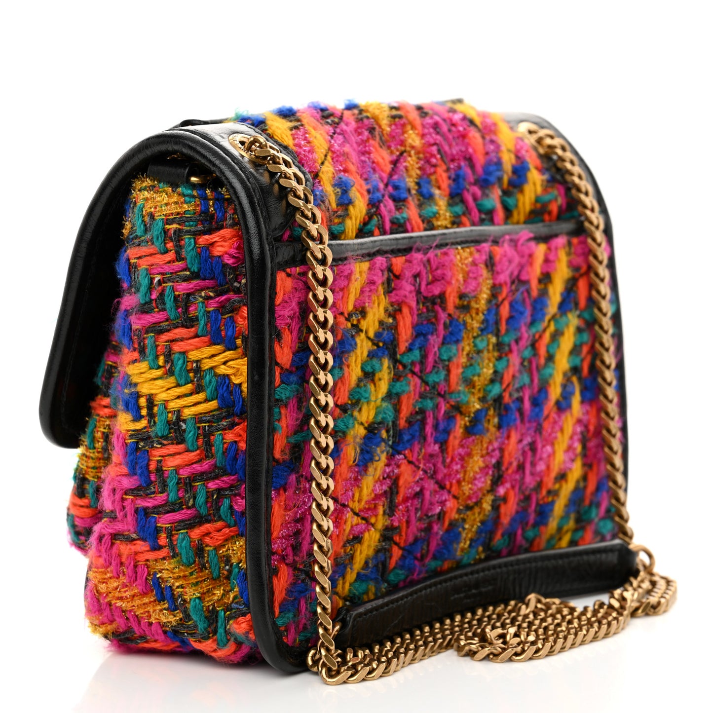 Tweed Calfskin Matelasse Monogram Baby Niki Chain Satchel Multicolor