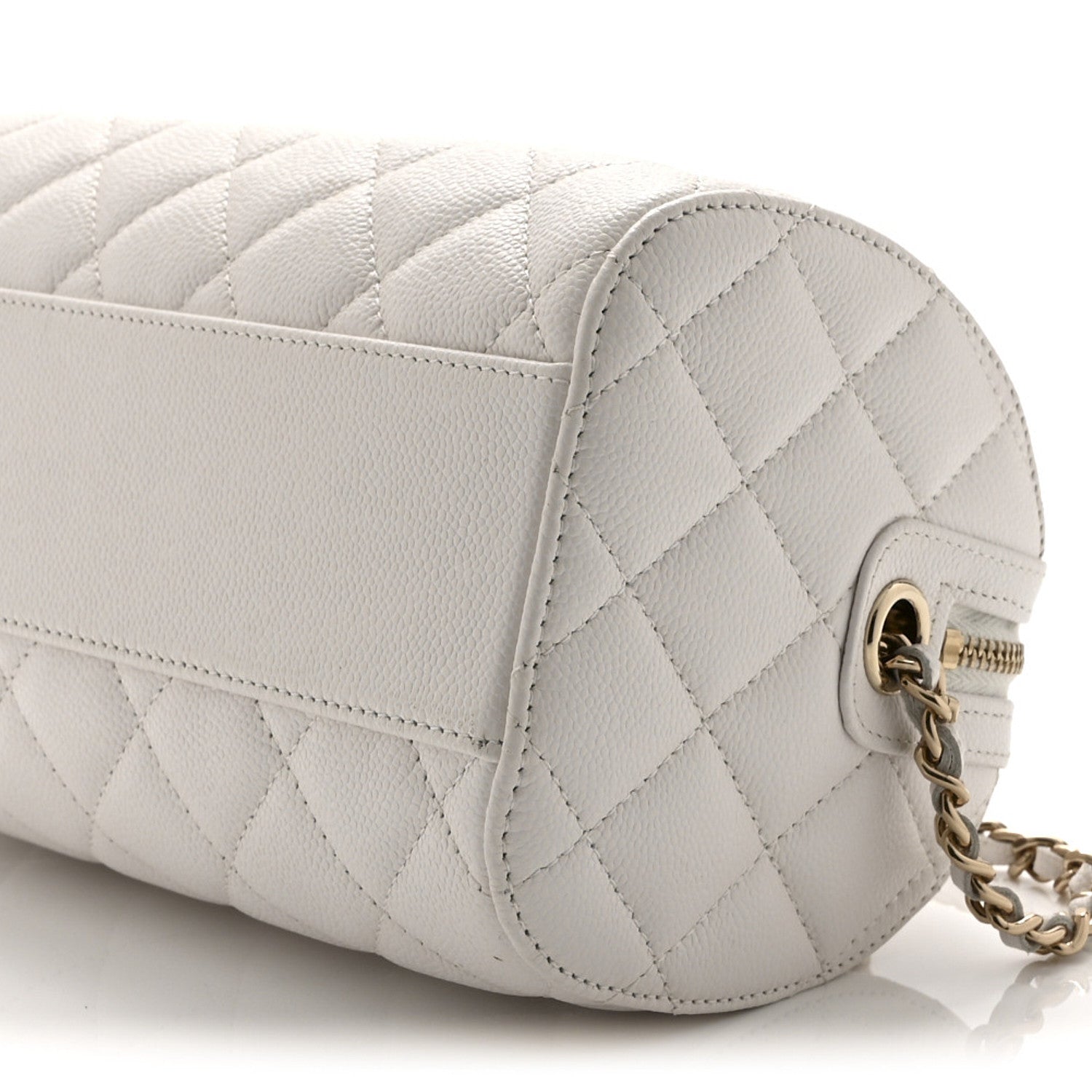 Chanel Caviar Quilted Barrel Clutch With Chain White 10 of 10