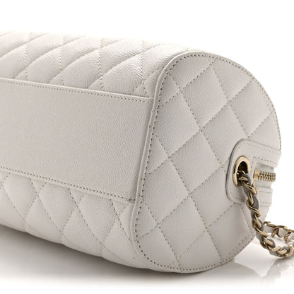 Chanel Caviar Quilted Barrel Clutch With Chain White 10 of 10