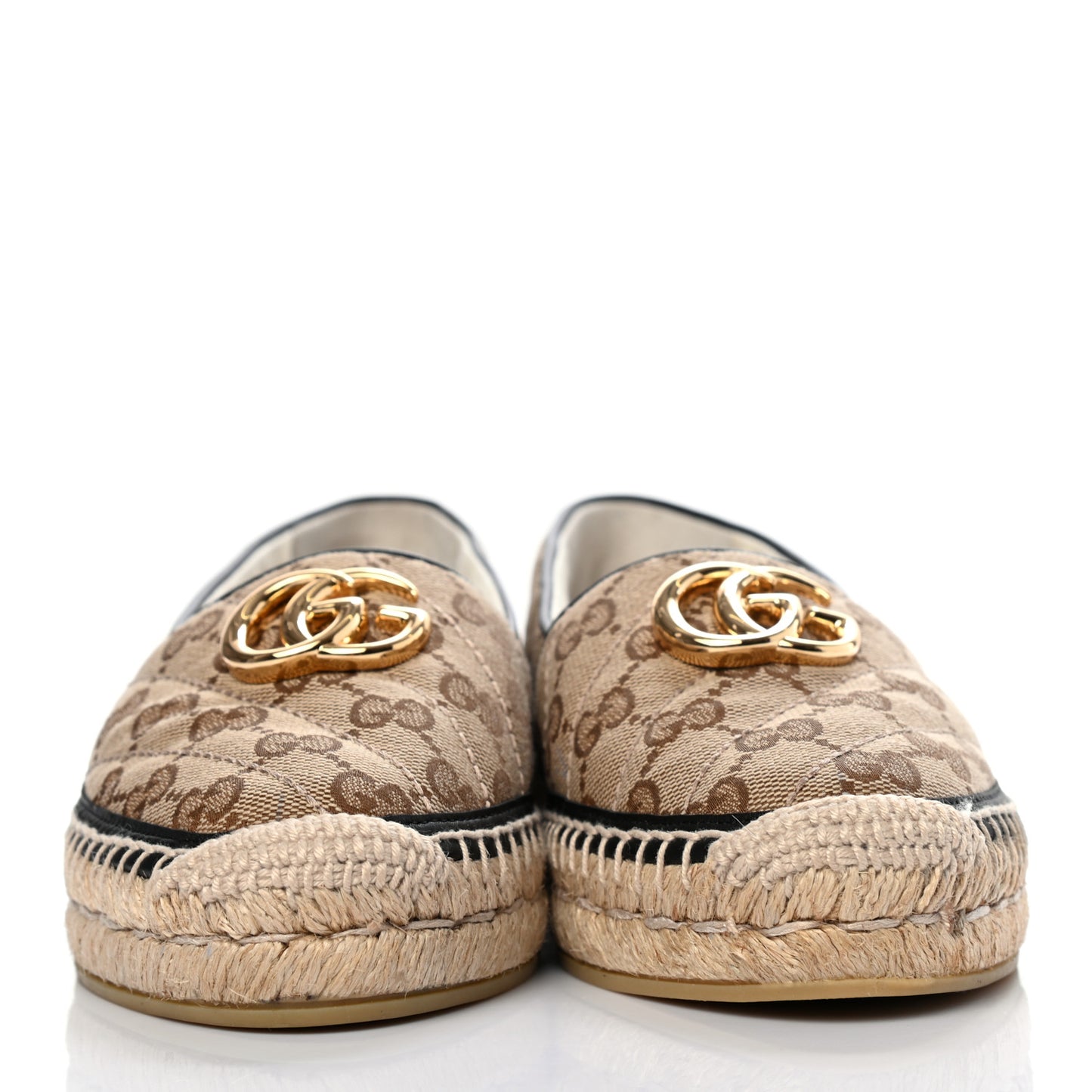Monogram Matelasse Diagonal GG Marmont Espadrilles 35 Beige Ebony Black