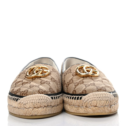 Gucci Monogram Matelasse Diagonal GG Marmont Espadrilles 35 Beige Ebony Black 2 of 9