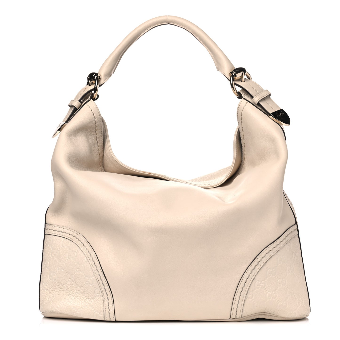 Calfskin Guccissima Trim Large Signoria Hobo Ivory