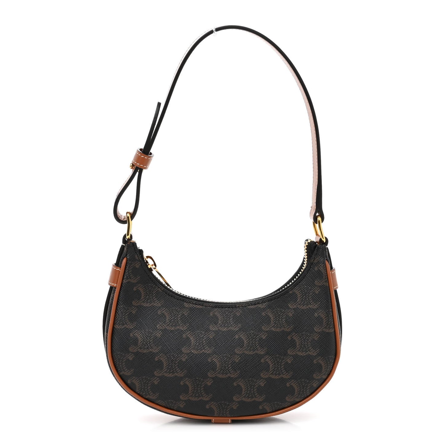Canvas Calfskin Mini Ava Triomphe Shoulder Bag Tan