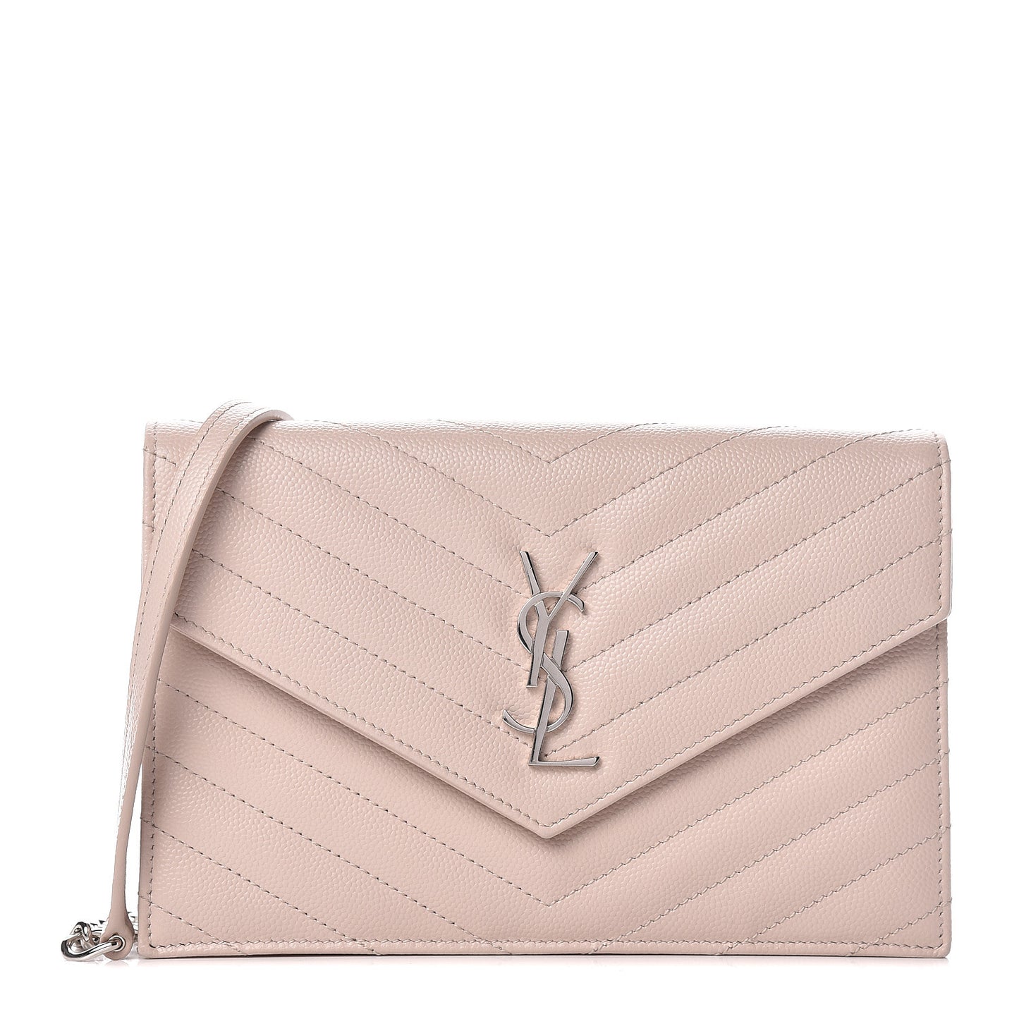 Grain De Poudre Matelasse Chevron Monogram Envelope Chain Wallet Marble Pink