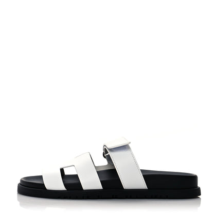 Hermes Calfskin Womens Chypre Sandals 38.5 White 1 of 8