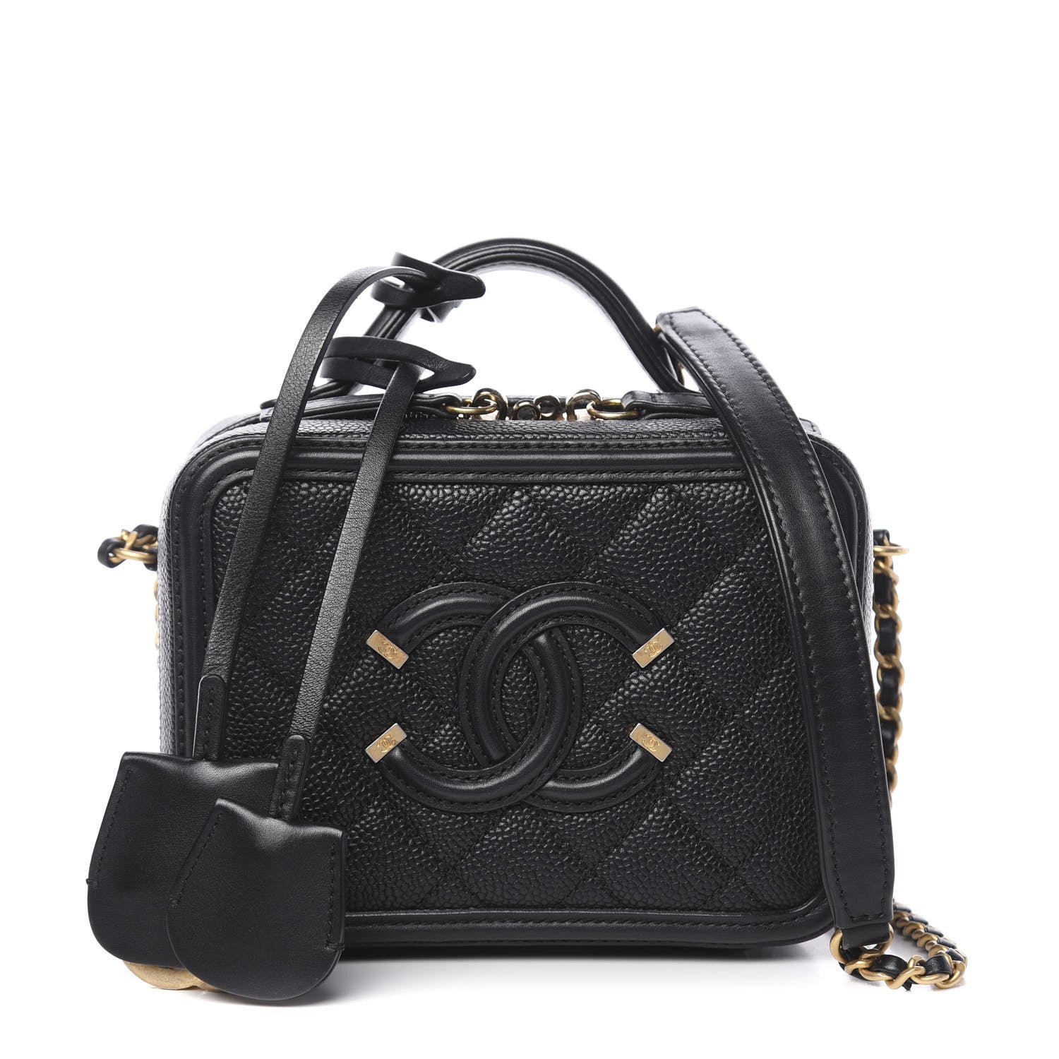 Chanel Caviar Quilted Small CC Filigree Vanity Case Black 1 of 10