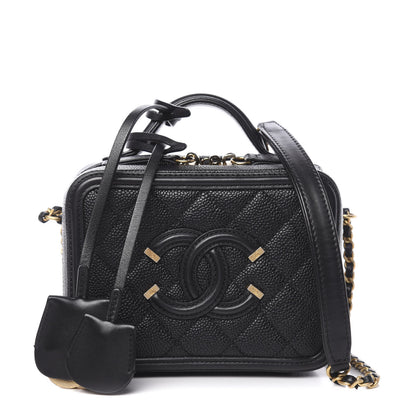 Chanel Caviar Quilted Small CC Filigree Vanity Case Black 1 of 10