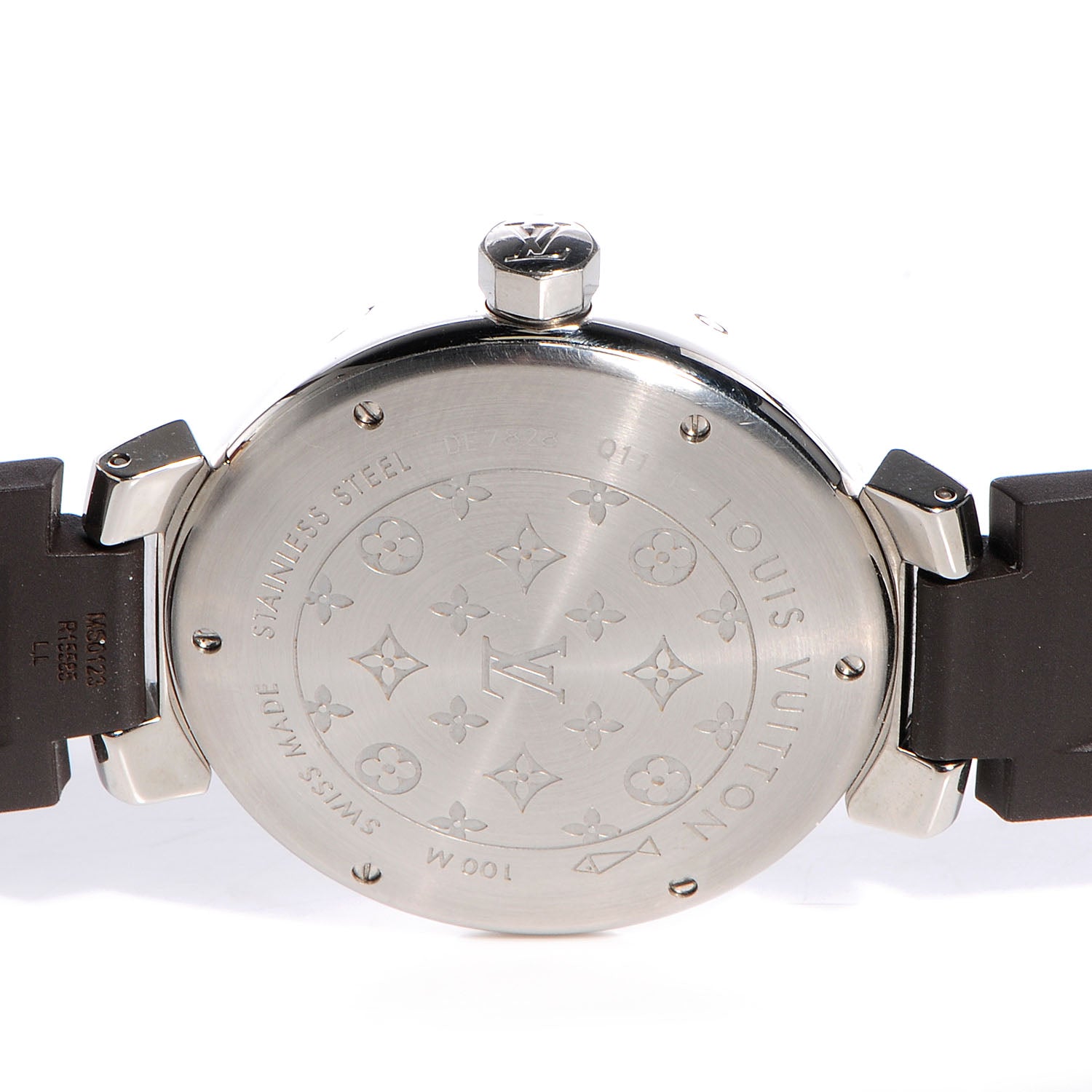 Louis Vuitton Stainless Steel Rubber 39mm Tambour Quartz Watch Brown 4 of 7