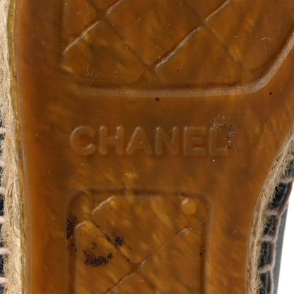 Chanel Lambskin CC Espadrilles 36 Navy Black 6 of 9