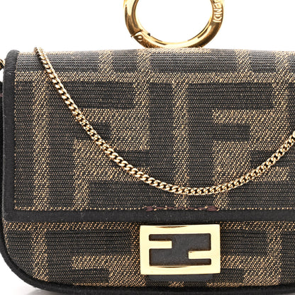 Fendi Fabric Jacquard FF 1974 Nano Baguette Charm Tobacco Moro Black 7 of 10