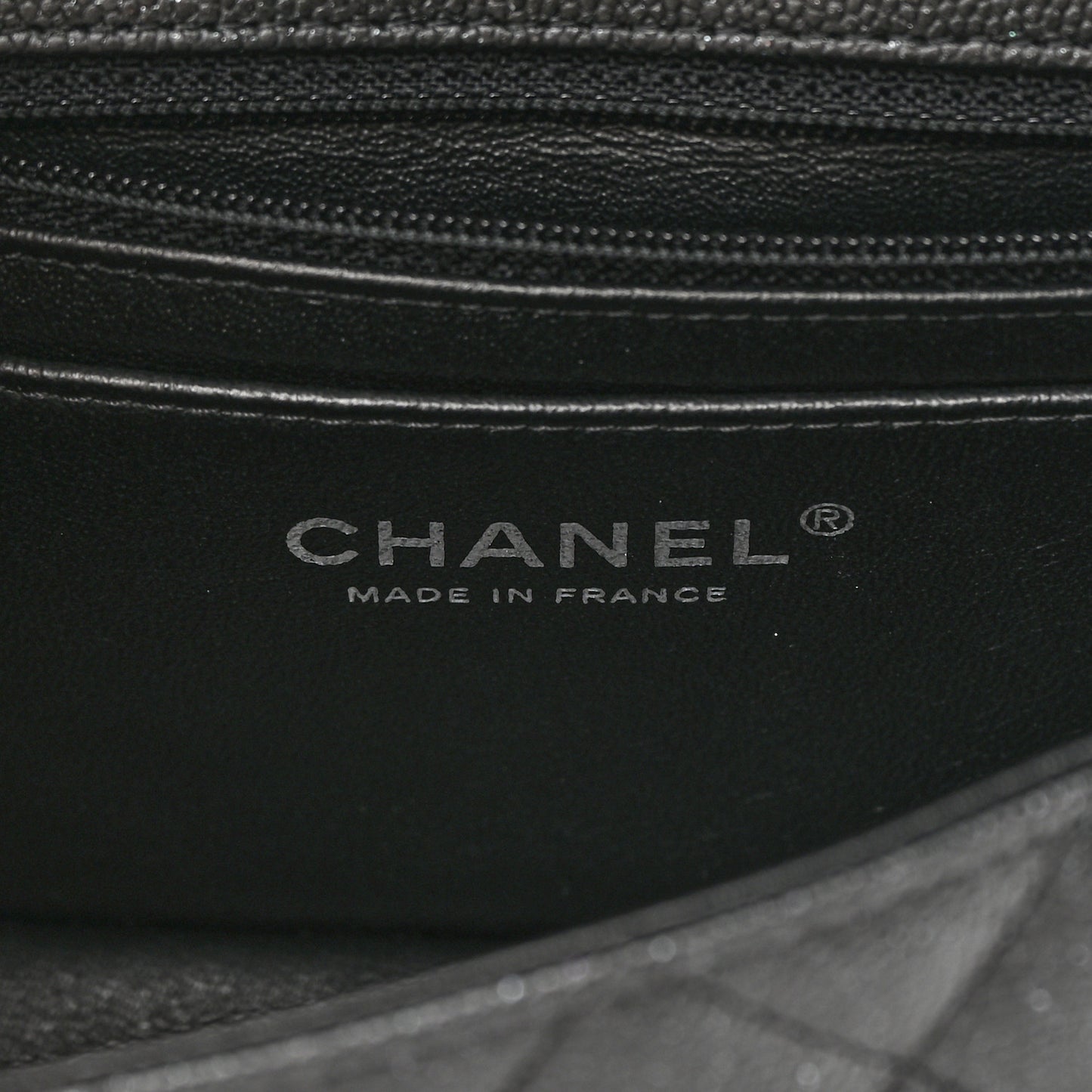 Iridescent Caviar Quilted Mini Rectangular Flap Black