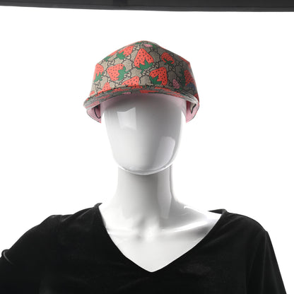 Gucci GG Supreme Monogram Strawberry Baseball Hat L Beige 2 of 8