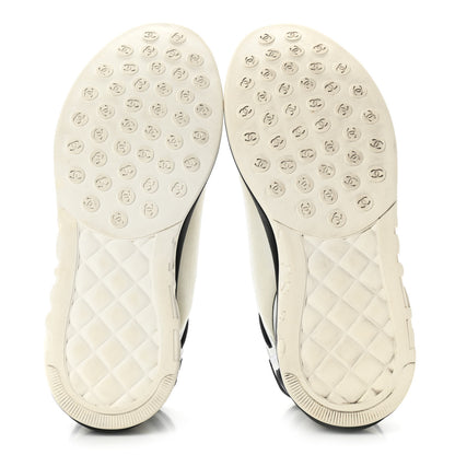 Chanel Lycra Womens CC Sneakers 40 White Black 5 of 10