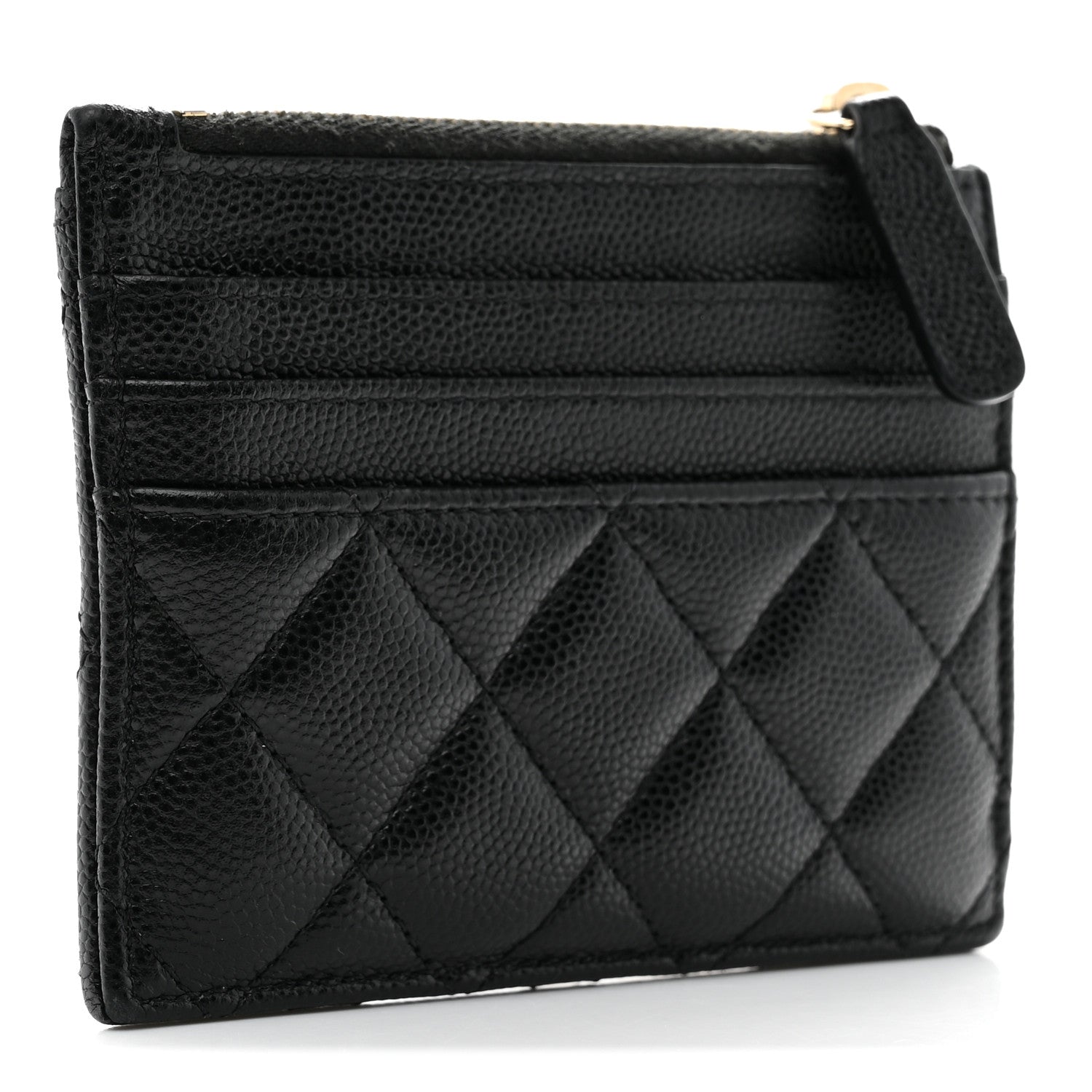 Chanel Caviar Quilted CC Zip Card Holder Black 3 of 8