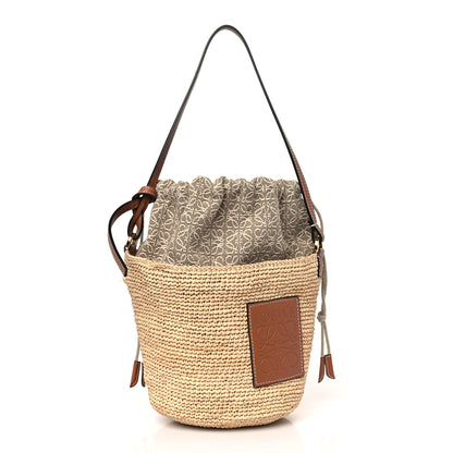 Loewe Calfskin Raffia Anagram Paulas Ibiza Pochette Bag Natural Tan 1 of 8