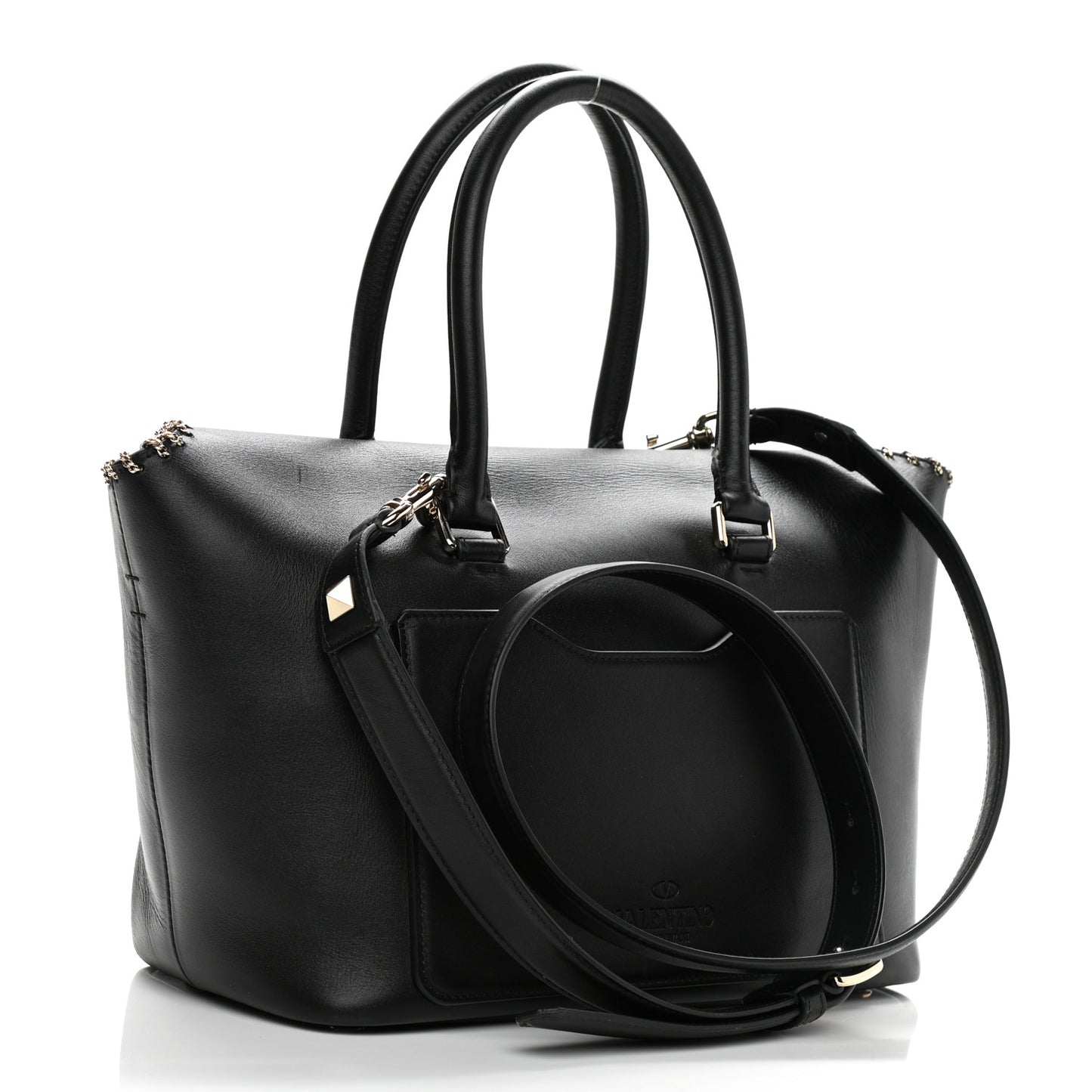 Calfskin Groumette Small Demilune Double Handle Satchel Black