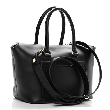 Valentino Garavani Calfskin Groumette Small Demilune Double Handle Satchel Black 2 of 10