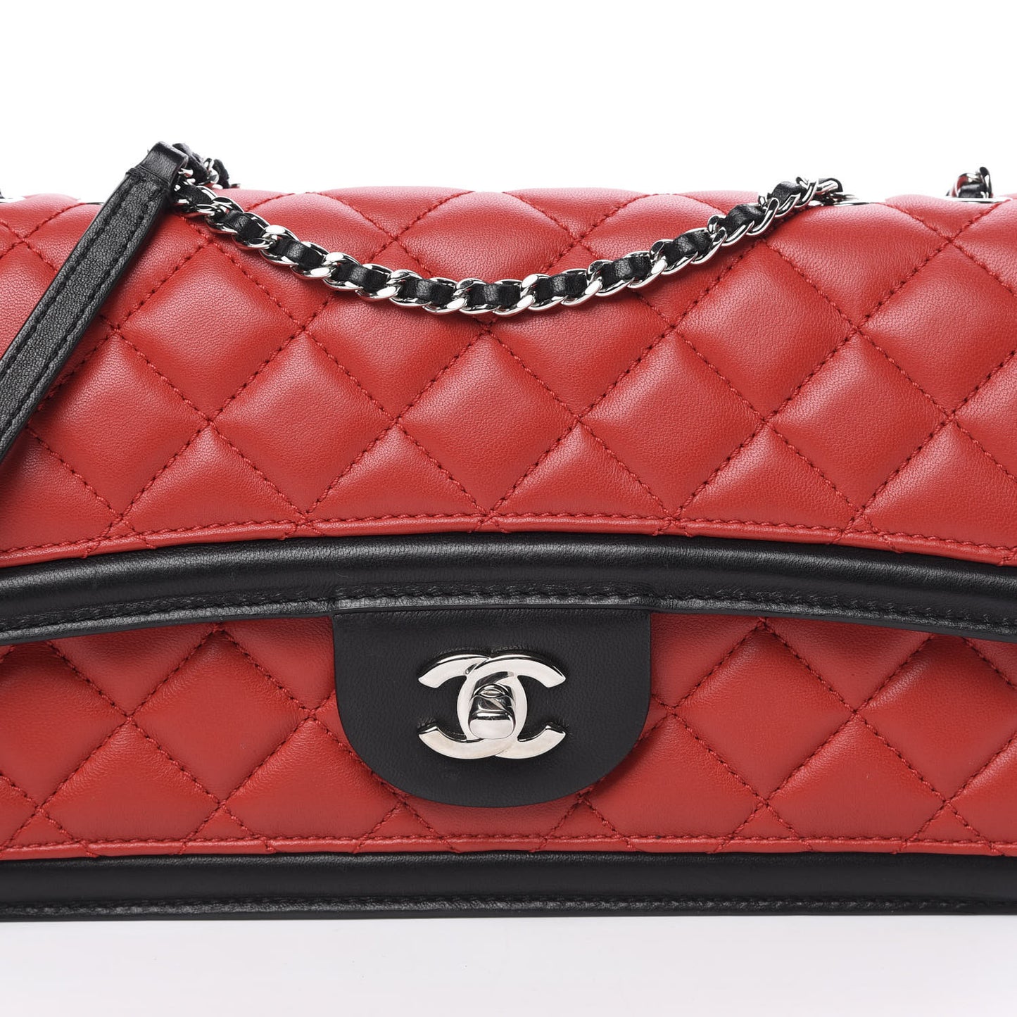 Lambskin Quilted Tri-Color Flap Red White Black