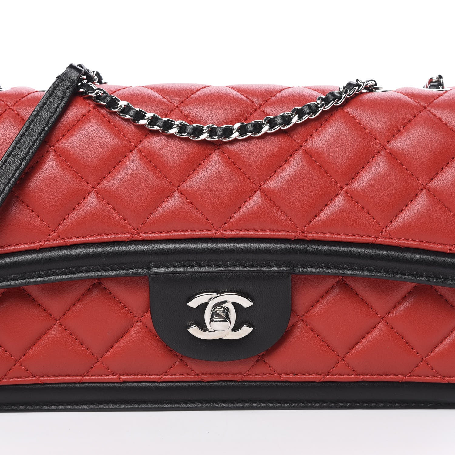 Chanel Lambskin Quilted Tri-Color Flap Red White Black 8 of 13