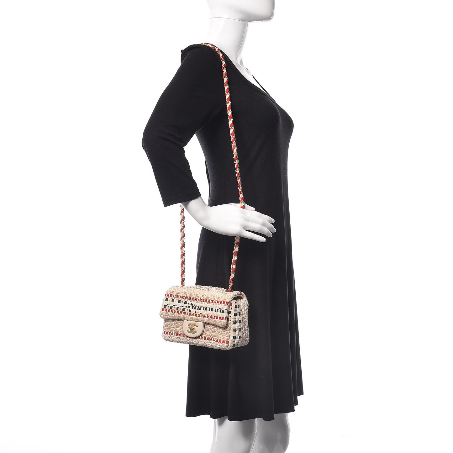 Cotton Raffia Lambskin Woven Mini Rectangular Flap Beige Red Black