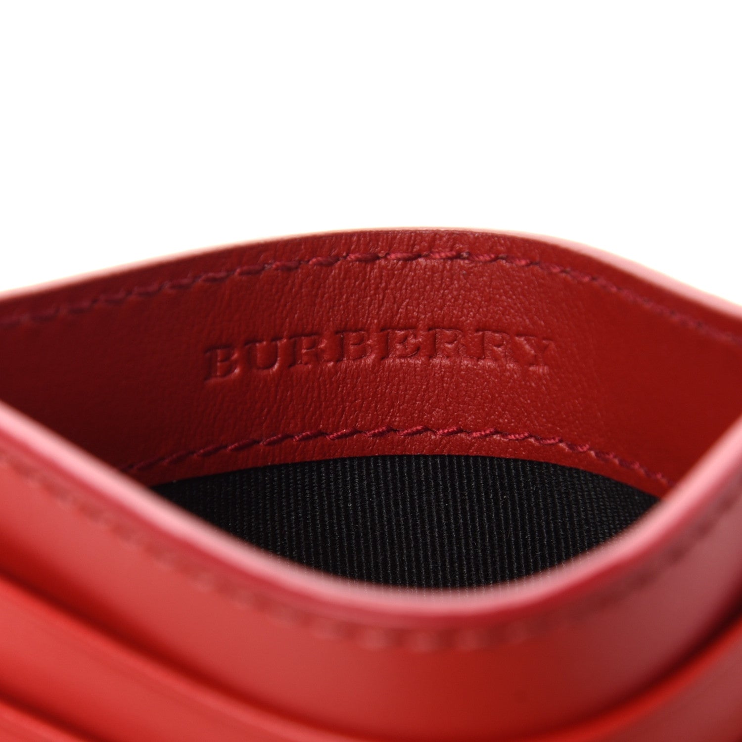 Burberry Calfskin Perforated Check Sandon Card Case Red 5 of 7