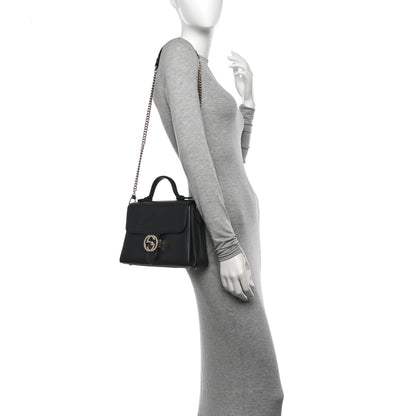 Gucci Dollar Calfskin Interlocking G Top Handle Shoulder Bag Black 2 of 15